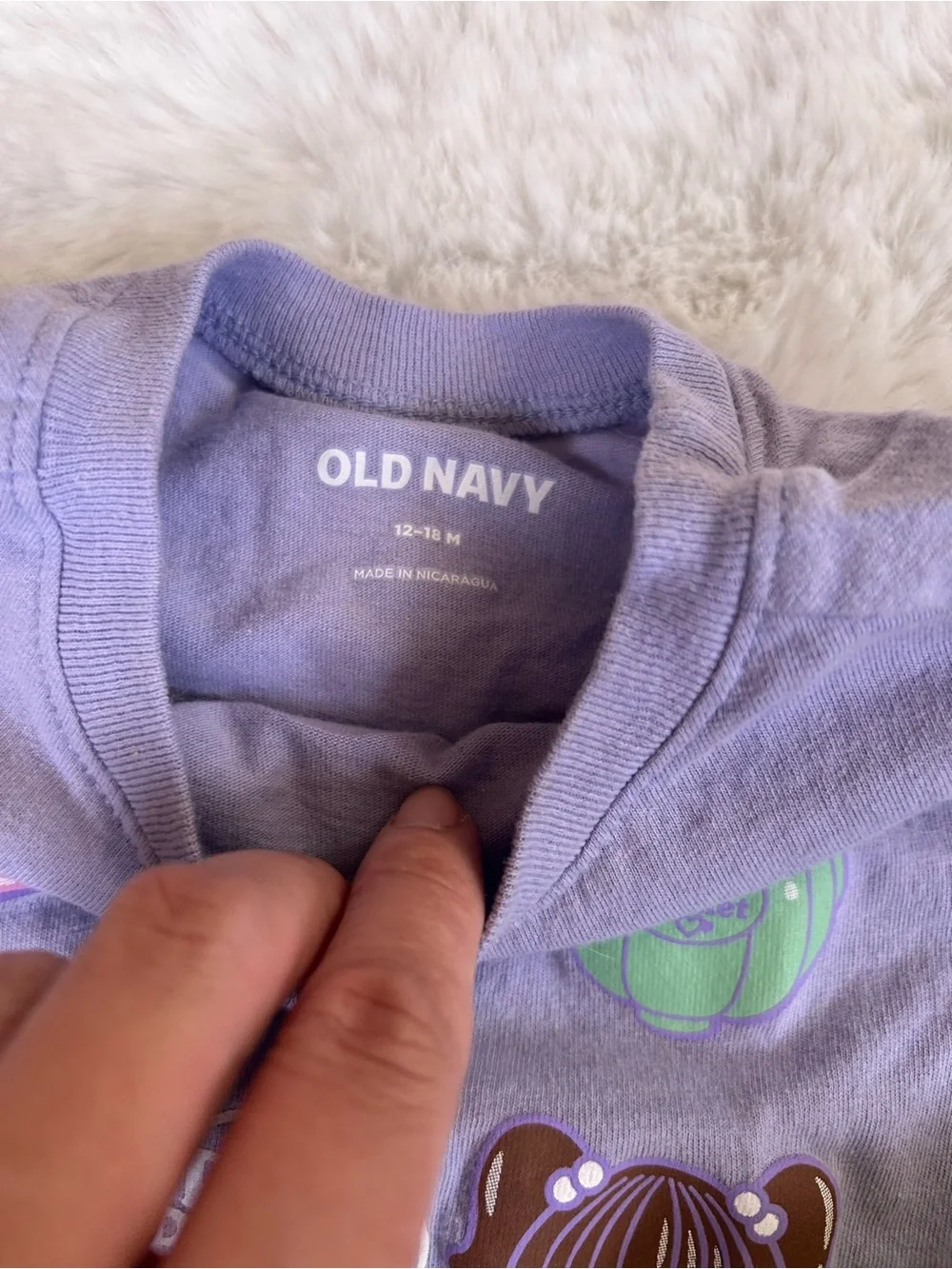 Old Navy Cotton Polly Pocket Purple Tee & Silly Goose Club Green Tees 12-18 MOS